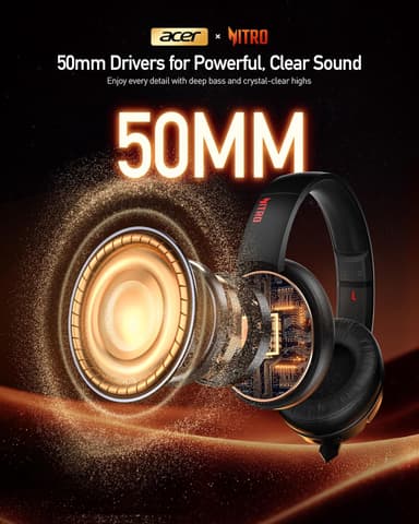 acer Wireless Gaming Headset, PS5 Headset with 2.4GHz for Ps5, Ps4, PC, Switch, Bluetooth 5.3 + 100Hrs Gaming Headphones with Noise Canceling Mic for Laptop, Mobile, Mac, 50mm Drivers (Black - Image 8