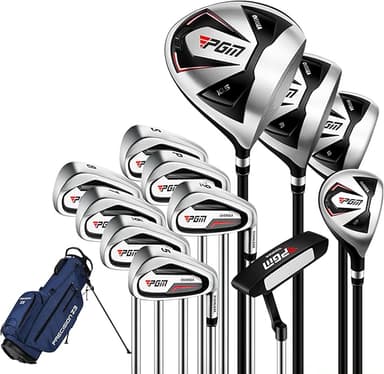 PGM Men's Oversea 9/12 Pieces Complete Golf Club Set with High-Strength Thin Face Design 460cc Driver High Forgiveness Ideal for Beginners - Image 1