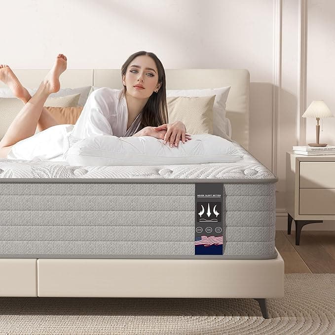 California King Mattress, 12 Inch Hybrid Gel Memory Foam Mattresses with Pocket Springs, California King Size Mattress in a Box, Medium Firm, Pressure Relief, Upgraded Support, CertiPUR-US - Image 1