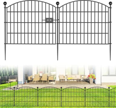 10 Panels No Dig Decorative Garden Fence with Gate - 24 in (H) x 20 ft (L) Dog Rabbits and Pets Fence Outdoor for Yard, Animal Barrier Tall Rustproof Metal Wire Fencing Border for Garden and Patio - Image 2