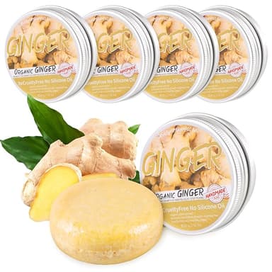 Ginger Hair Regrowth Shampoo Bars - Pack of 5, Promotes Hair Growth, Natural Organic Anti-Dandruff and Anti-Itching Ginger Soap - Image 1
