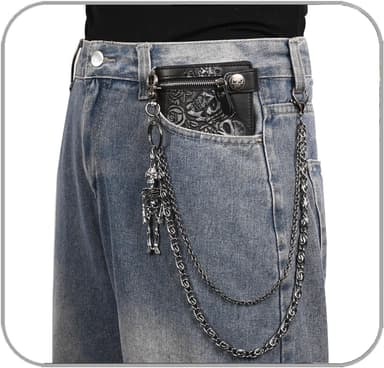 ZEKEE Skeleton Wallet Chain Biker Jean Pocket Chain Unisex Pant Trouser Skull Chain for Men - Image 2