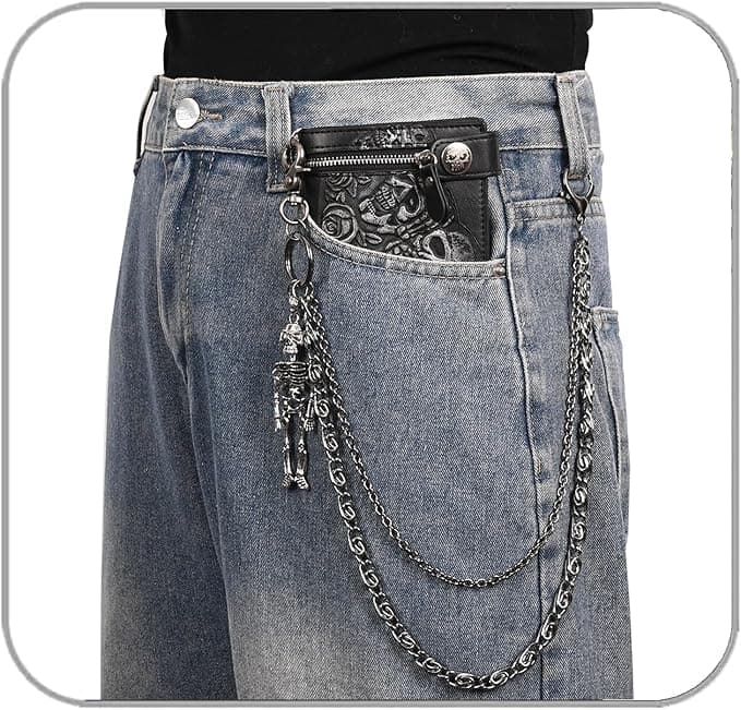 ZEKEE Skeleton Wallet Chain Biker Jean Pocket Chain Unisex Pant Trouser Skull Chain for Men - Image 1