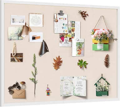 Miratino Large Bulletin Board 48x36 inch with Linen Cork Boards Wall Decor Hanging Pin Wood Framed Display Bulletin Cork Photo Picture Board Light for Room School Office 30-Pushpin White - Image 2