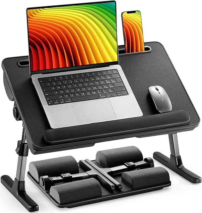 HUANUO Laptop Bed Desk, Laptop Tray Computer Lap Desk for Bed Couch Sofa Floor, Bed Tray for Working, Eating, Foldable Lap Stand Table with Height Adjustment & 35° Adjustable Tilt Angle, HNLD19 - Image 1