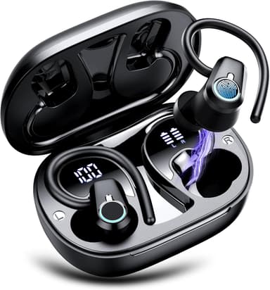 Wireless Earbuds, 2023 Bluetooth Headphones 5.3 Sport, 50H Ear buds with Earhooks, Dual LED DisplayBluetooth Earbuds, Deep Bass Stereo Noise Cancelling Headphones, IP7 Waterproof Running Earphones - Image 2