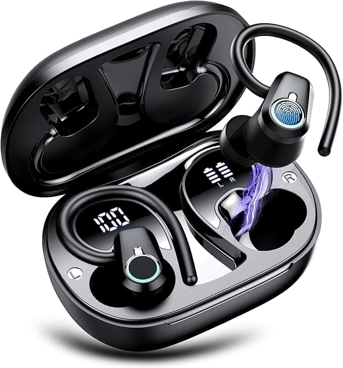 Wireless Earbuds, 2023 Bluetooth Headphones 5.3 Sport, 50H Ear buds with Earhooks, Dual LED DisplayBluetooth Earbuds, Deep Bass Stereo Noise Cancelling Headphones, IP7 Waterproof Running Earphones - Image 1
