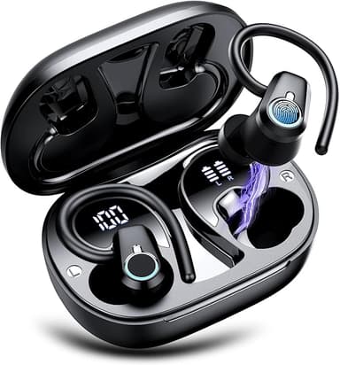 Wireless Earbuds, 2023 Bluetooth Headphones 5.3 Sport, 50H Ear buds with Earhooks, Dual LED DisplayBluetooth Earbuds, Deep Bass Stereo Noise Cancelling Headphones, IP7 Waterproof Running Earphones - Image 1