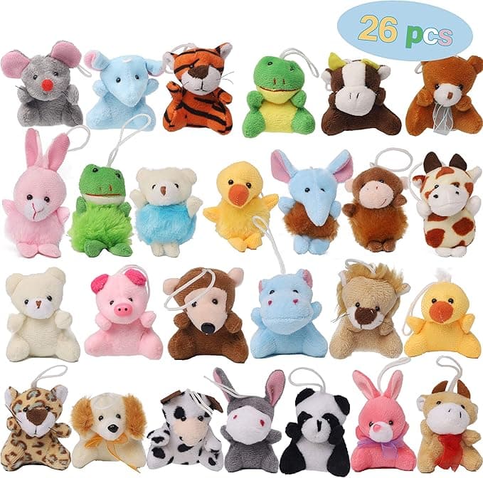 Juegoal 26 Pack Christmas Mini Animal Plush Toy Set, Cute Small Stuffed Animal Keychain Set, Goodie Bag Fillers, Carnival Prizes for Kids, Assortment Kid Valentine Gift Easter Egg Filter Party Favors - Image 1