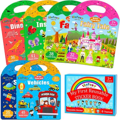 6 Sets Reusable Sticker Books for Toddlers, 227 Pcs Stickers for Kids, Reusable Sticker Book for Toddlers 3+ Years, Toddler Travel Toys for Kids - Image 2