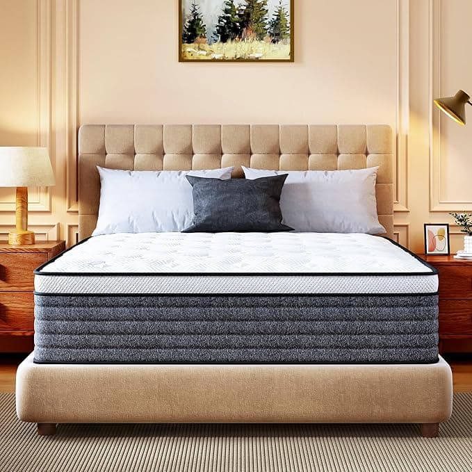 Queen Mattress, 12 Inch Queen Size Hybrid Mattresses in a Box, Medium Feel Foam and Individual Pocket Springs, Fiberglass Free Bed Mattress, Extra Edge Support, Pressure Relief, CertiPUR-US - Image 1