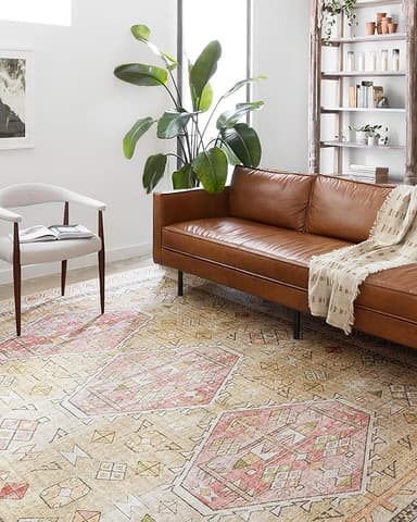 Loloi Skye Collection SKY-04 Gold/Blush 7'-6" x 9'-6" Area Rug - Image 1